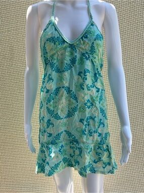 100% Silk VTG Y2K Summer Vacation Beachy Halter Fairy Dress Heritage (S)
